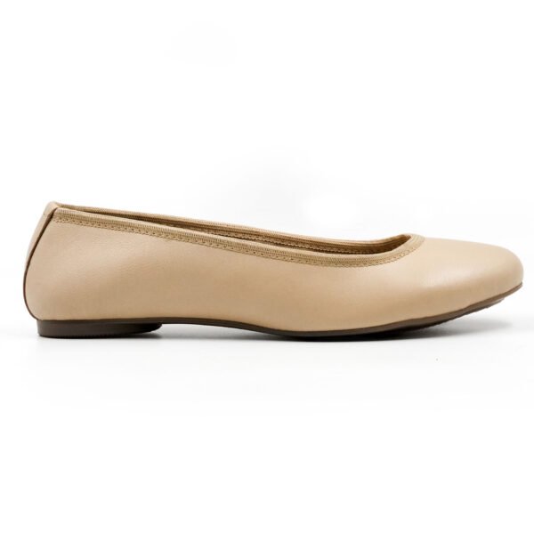 Woman Flat Leather Shoes - Z-16451 - Beige - Image 3